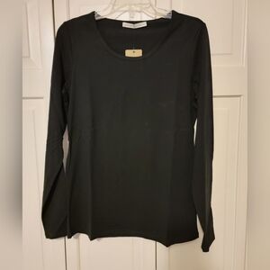 Peruvian Connection Women's Black Long Sleeve Tee Size Large NWT